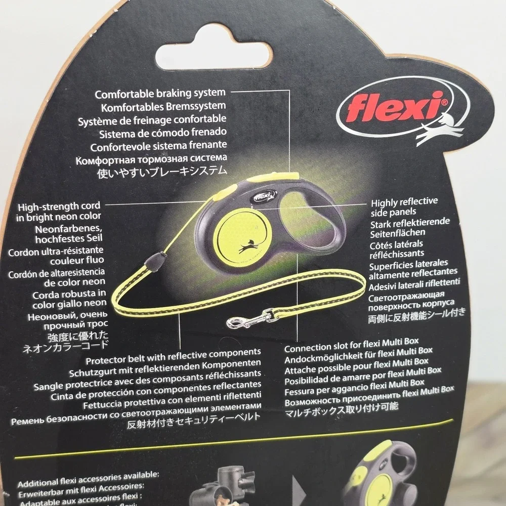 Flexi 16ft Small Neon Tape Retractable Dog Leash for Dogs up to 26lb Germany